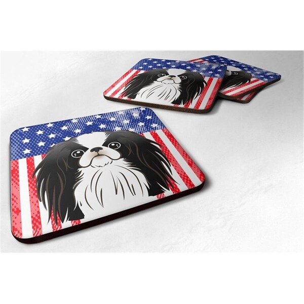 Carolines Treasures American Flag and Japanese Chin Foam Coaster, Set of 4 - BB2160FC