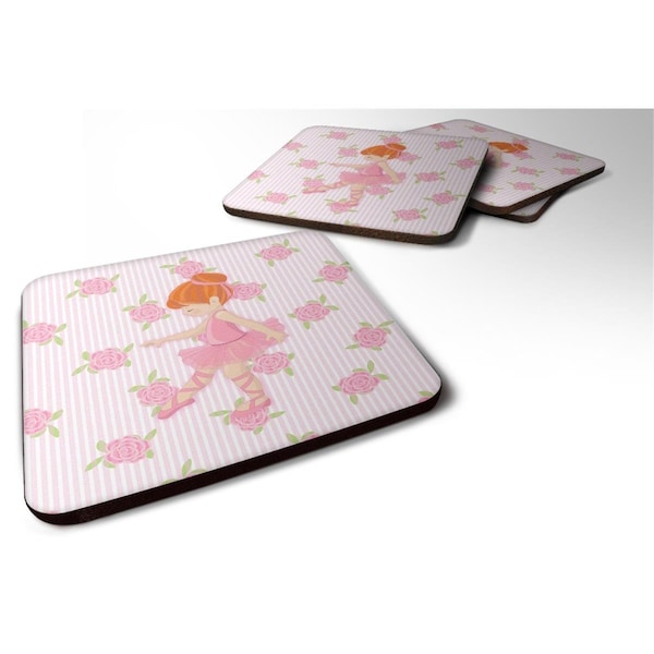 Carolines Treasures Ballerina Red Head Point Foam Coaster, Set of 4 - BB5170FC