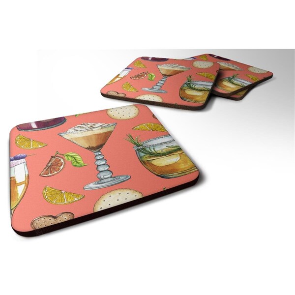 Carolines Treasures Drinks and Cocktails Salmon Foam Coaster, Set of 4 - BB5201FC