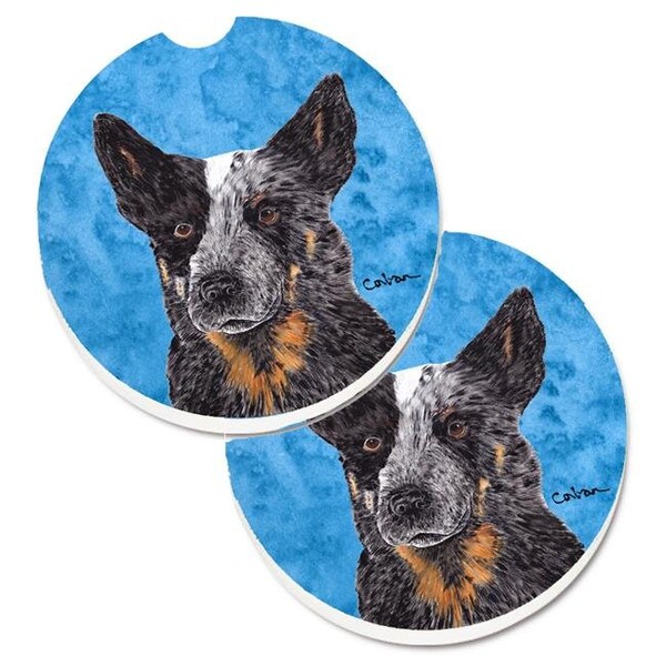 Carolines Treasures Carolines Treasures SC9141BUCARC Blue Australian Cattle Dog Set of 2 Cup Holder Car Coaster - SC9141BUCARC