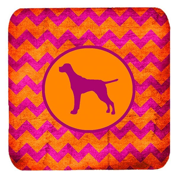 Carolines Treasures Pointer Chevron Pink And Orange Foam Coasters- Set of 4 - SDK1052-B-FC