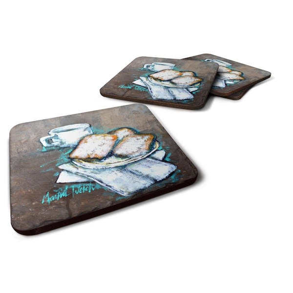 Carolines Treasures Beignets Piping Hot Foam Coasters - Set of 4 - MW1344FC