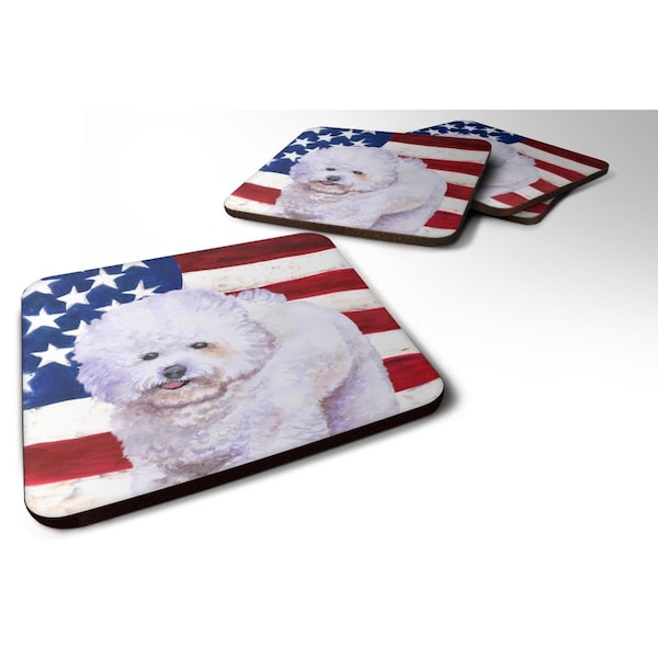 Carolines Treasures Bichon Frise Patriotic Foam Coaster, 3.5 x 3.5 in. - Set of 4 - BB9648FC