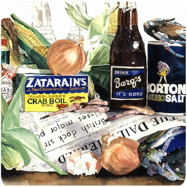Carolines Treasures 3.5 x 3.5 in. Barqs- Crabs- and spices Foam Coasters- Set of 4 - 1002FC