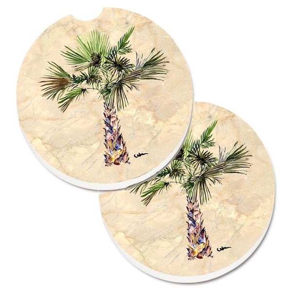 Carolines Treasures Carolines Treasures 8480CARC Palm Tree Set of 2 Cup Holder Car Coaster - 8480CARC