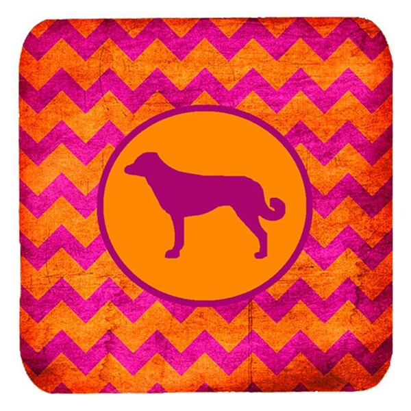 Carolines Treasures Anatolian Shepherd Chevron Pink And Orange Foam Coasters- Set of 4 - SDK1008-B-FC