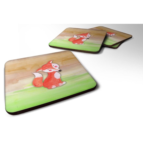 Carolines Treasures Fox Watercolor Foam Coasters - Set of 4 - BB7436FC