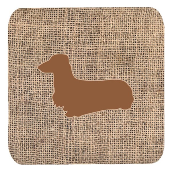 Carolines Treasures Dachshund Burlap And Brown Foam Coasters- Set of 4 - BB1078-BL-BN-FC