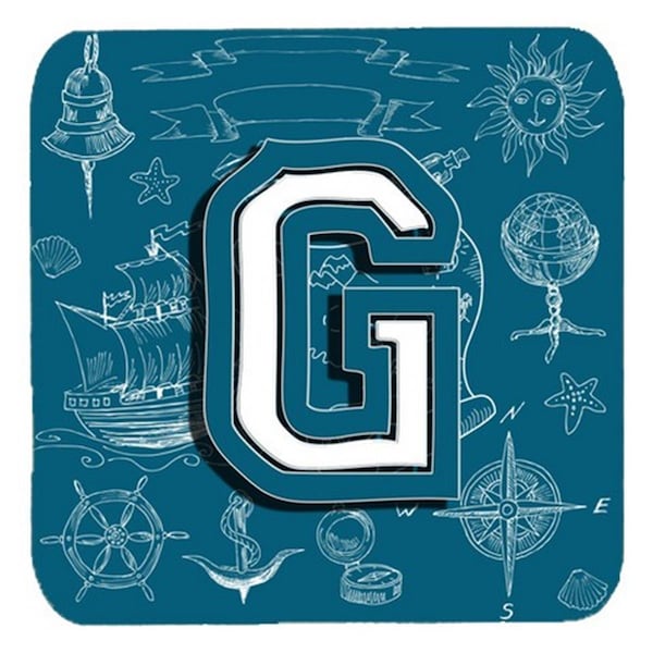 Carolines Treasures Letter G Sea Doodles Initial Alphabet Foam Coasters- Set of 4 - CJ2014-GFC