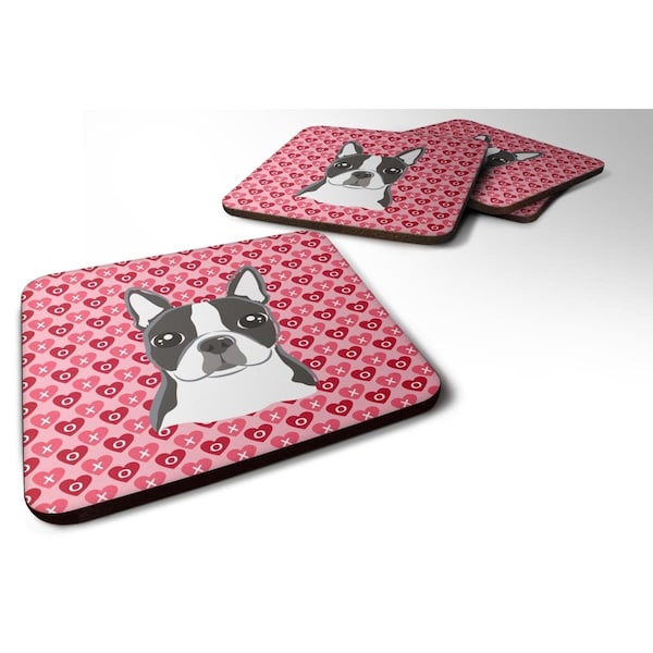 Carolines Treasures Boston Terrier Hearts Foam Coasters - Set of 4 - BB5273FC