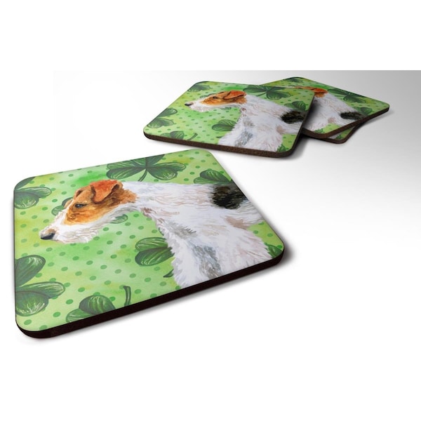 Carolines Treasures Fox Terrier St Patricks Foam Coaster - Set of 4 - BB9824FC