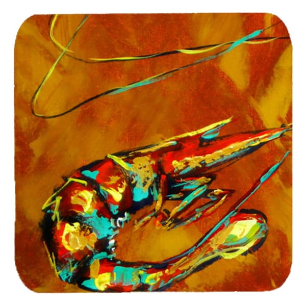 Carolines Treasures Shrimp Carmel Corn Foam Coasters- Set of 4 - MW1012FC