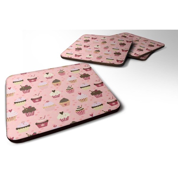 Carolines Treasures Cupcakes on Pink Foam Coasters - Set of 4 - BB7280FC