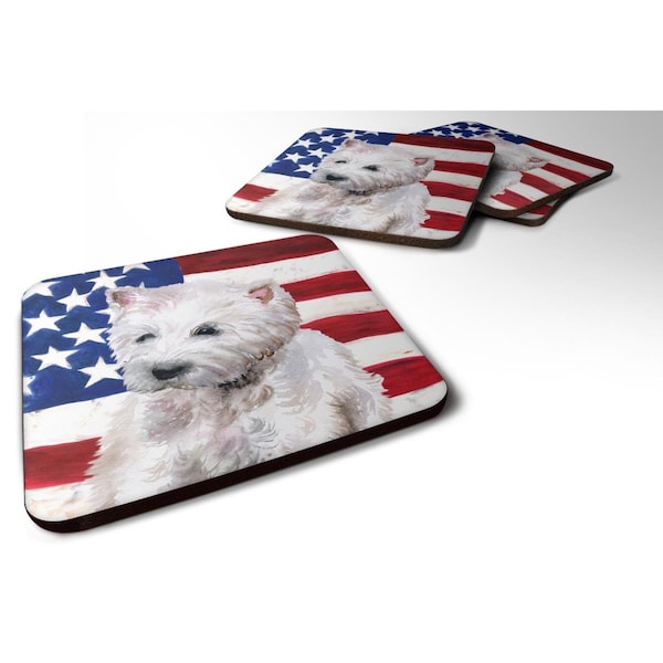Carolines Treasures Westie Patriotic Foam Coaster, 3.5 x 3.5 in. - Set of 4 - BB9701FC