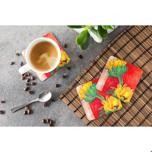 Carolines Treasures Flower - Sunflower Foam Coasters - Set 4 - 6111FC