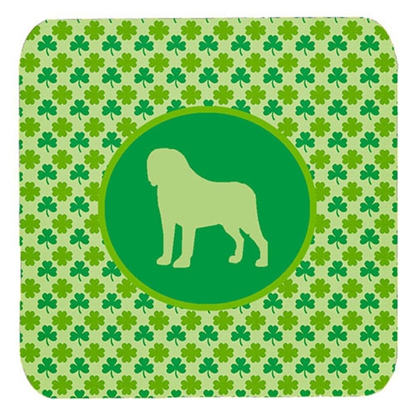 Carolines Treasures Saint Bernard Lucky Shamrock Foam Coasters- Set of 4 - SDK1092-C-FC