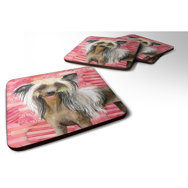 Carolines Treasures Chinese Crested Love Foam Coaster - Set of 4 - BB9746FC