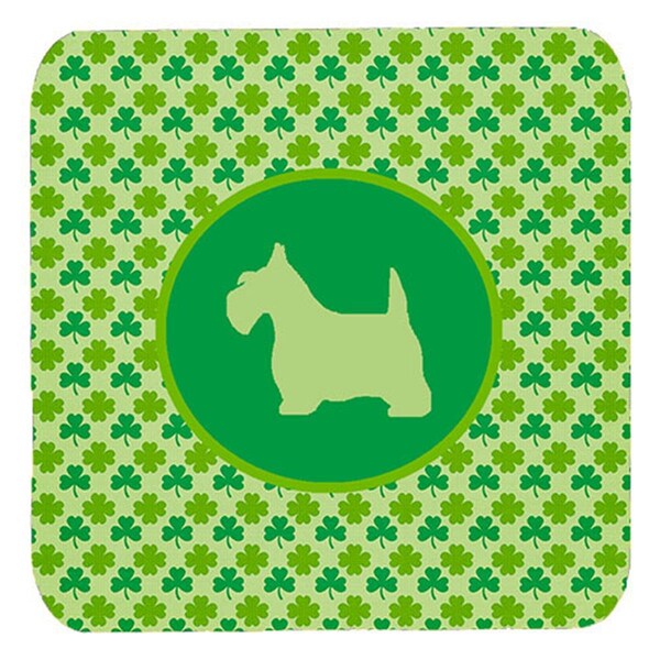 Carolines Treasures Scottish Terrier Lucky Shamrock Foam Coasters- Set of 4 - SDK1147-C-FC
