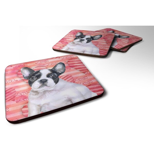 Carolines Treasures French Bulldog Black White Love Foam Coaster - Set of 4 - BB9797FC