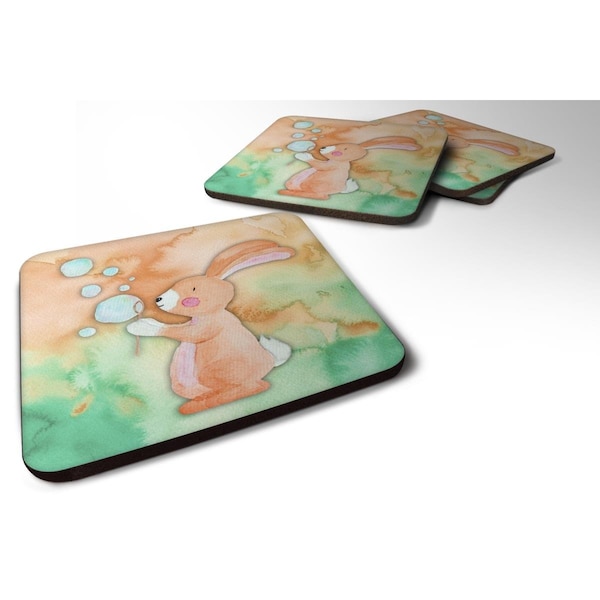 Carolines Treasures Rabbit & Bubbles Watercolor Foam Coasters - Set of 4 - BB7349FC
