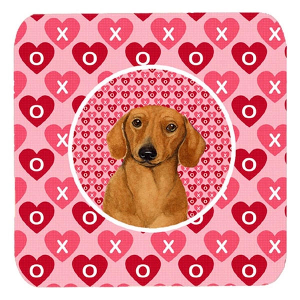Carolines Treasures Dachshund Valentines Love And Hearts Foam Coasters- Set of 4 - LH9132FC