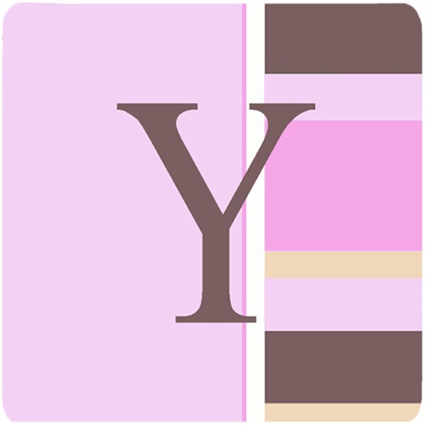 Carolines Treasures Monogram - Pink Stripes Foam Coasters Initial Letter Y- Set of 4 - CJ1005-YFC