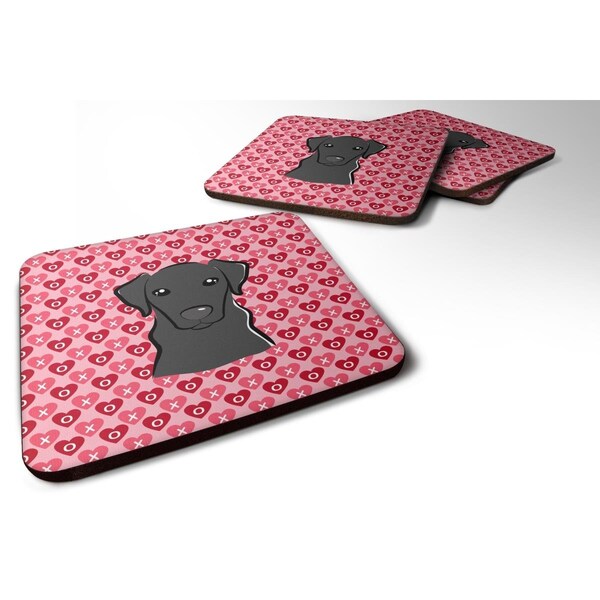 Carolines Treasures Black Labrador Hearts Foam Coasters - Set of 4 - BB5305FC