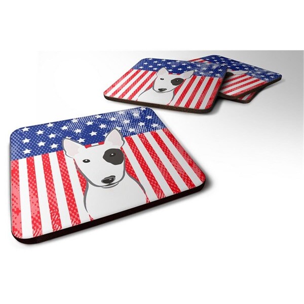 Carolines Treasures American Flag and Bull Terrier Foam Coaster, Set of 4 - BB2139FC