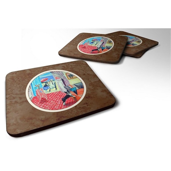 Carolines Treasures Lady with Her Boston Terrier Foam Coaster, Set of 4 - 7120FC