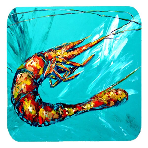 Carolines Treasures Shrimp Splish Splash Foam Coasters- Set of 4 - MW1130FC