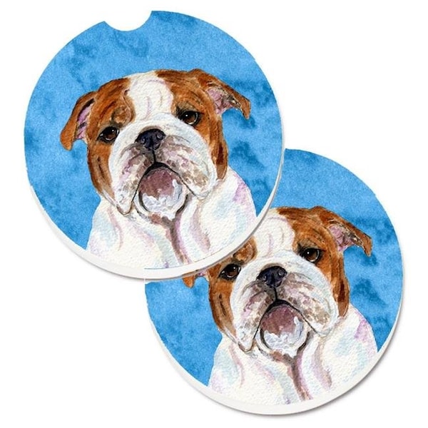 Carolines Treasures Carolines Treasures SS4760-BUCARC Blue English Bulldog Set of 2 Cup Holder Car Coaster - SS4760-BUCARC