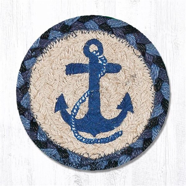 Palacedesigns 5 x 5 in. Navy Anchor Printed Round Coaster - PA3375137