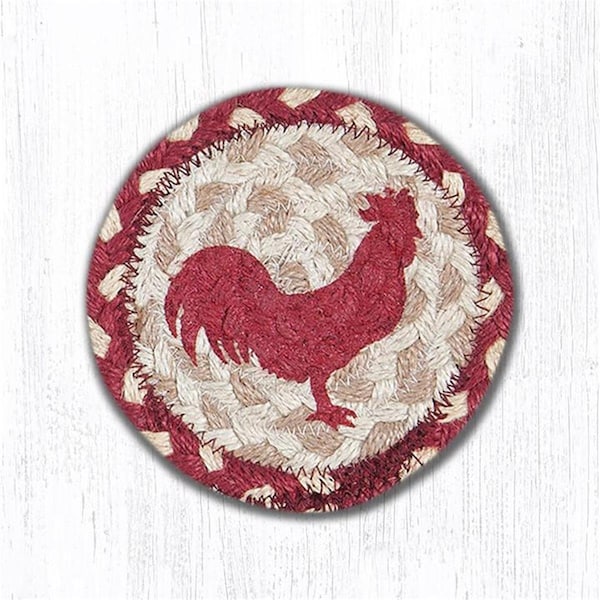 Palacedesigns 5 in. Red Rooster Individual Coaster Rug - PA3369960