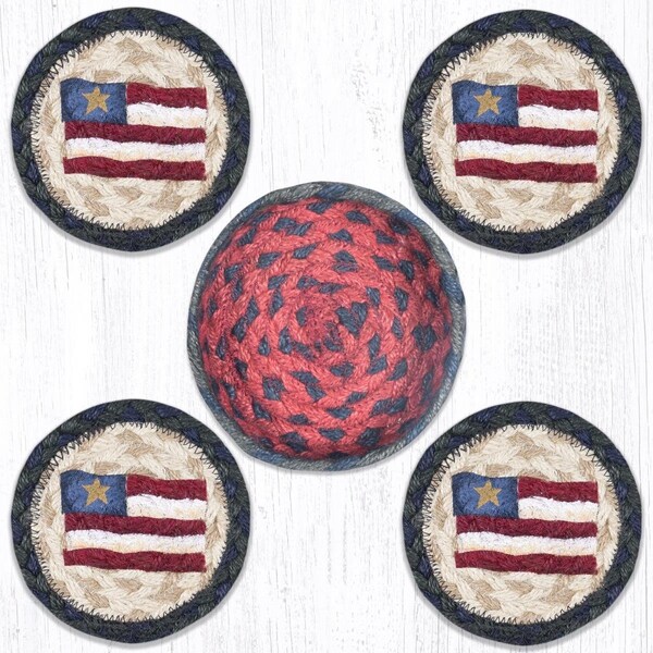 Razoredge 5 x 5 in. CNB-15 Primitive Star Flag Coasters in a Basket - RA2548499