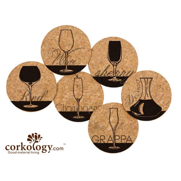 Corkology Wine Glasses Cork Coaster Sets - CO99639