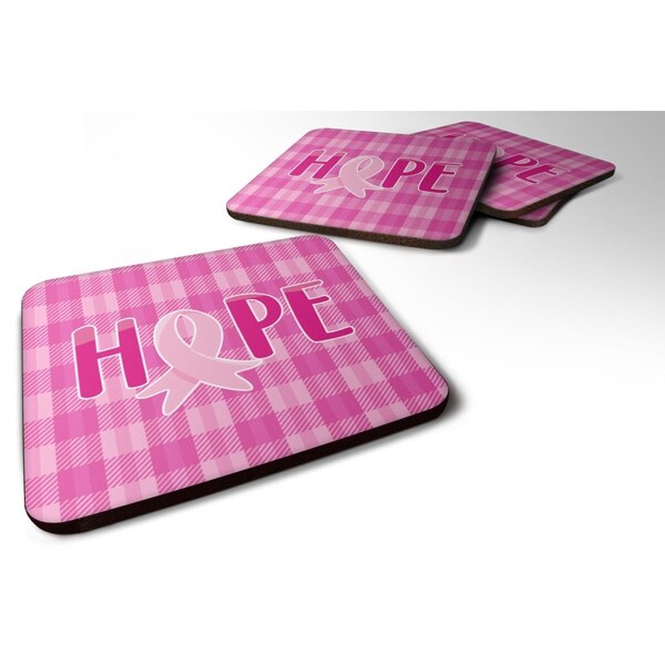 Carolines Treasures Breast Cancer Awareness Ribbon Hope Foam Coasters - Set of 4 - BB6981FC