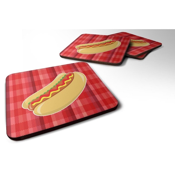 Carolines Treasures Hot Dog Plaid Foam Coasters - Set of 4 - BB6813FC