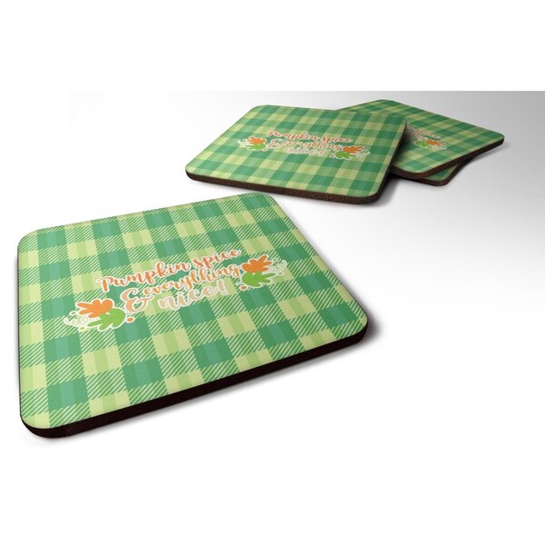 Carolines Treasures Fall Pumpkin Spice Gingham Foam Coasters - Set of 4 - BB6923FC