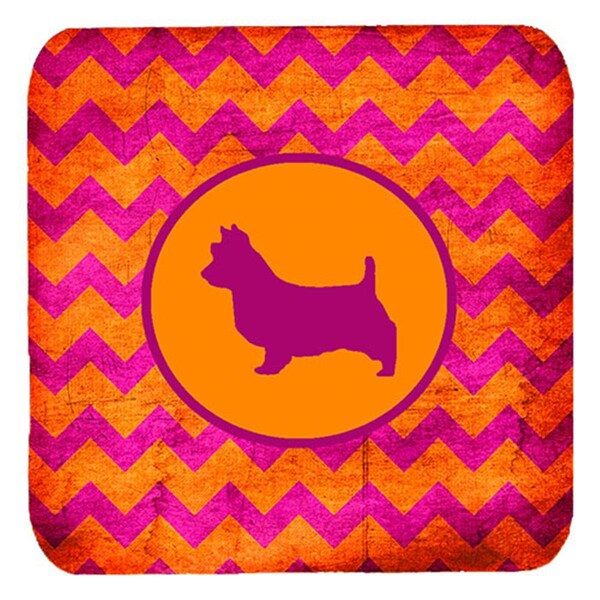Carolines Treasures Australian Terrier Chevron Pink And Orange Foam Coasters- Set of 4 - SDK1009-B-FC