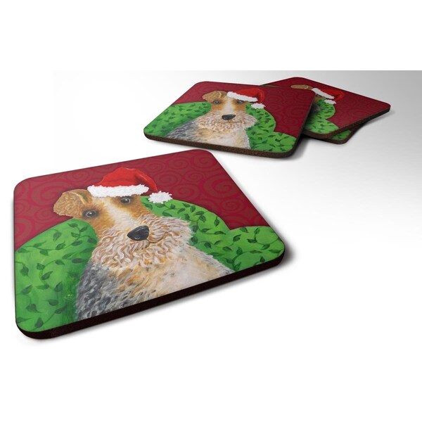 Carolines Treasures Wire Fox Terrier Christmas Foam Coasters - Set of 4 - VHA3040FC
