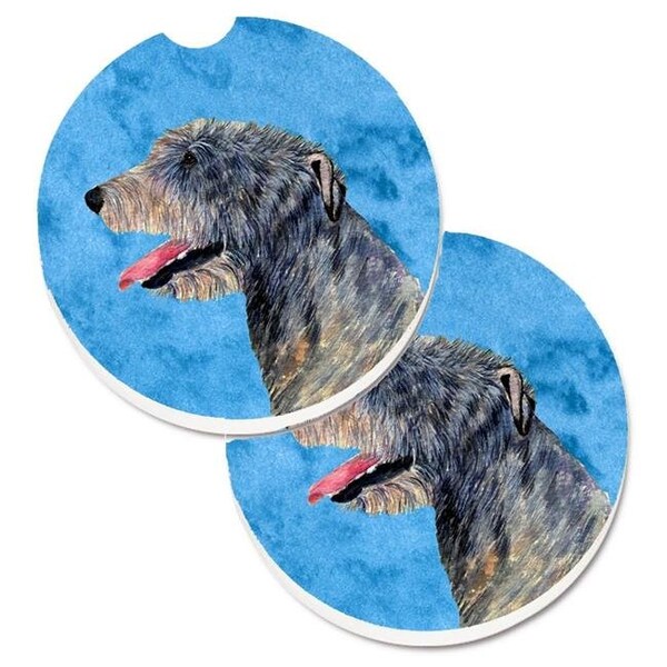 Carolines Treasures Carolines Treasures SS4782-BUCARC Blue Irish Wolfhound Set of 2 Cup Holder Car Coaster - SS4782-BUCARC