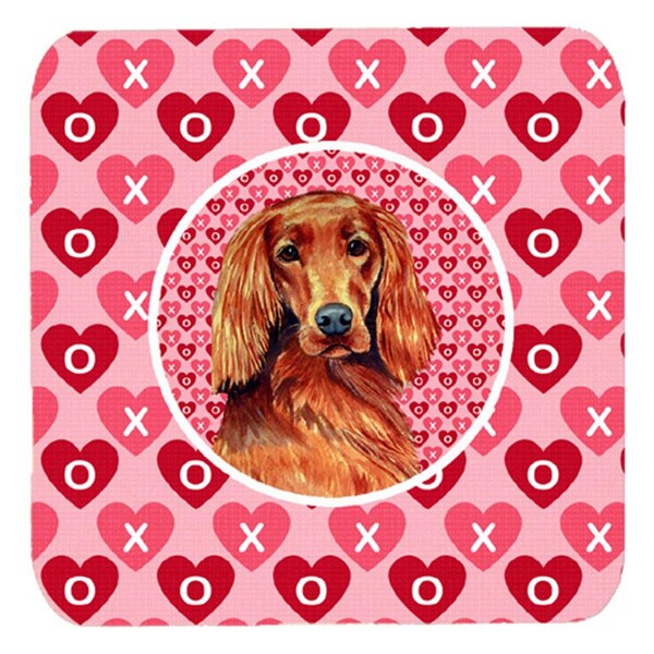 Carolines Treasures Irish Setter Valentines Love and Hearts Foam Coasters- Set - 4 - LH9164FC