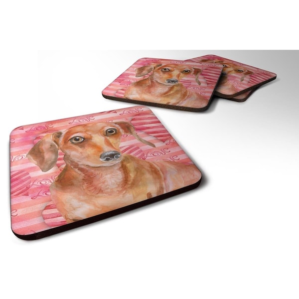 Carolines Treasures Red Dachshund Love Foam Coaster - Set of 4 - BB9794FC