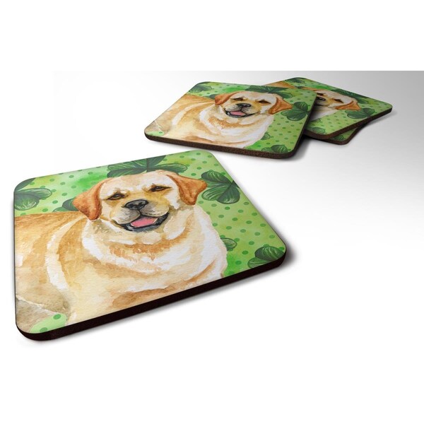 Carolines Treasures Golden Retriever St Patricks Foam Coaster - Set of 4 - BB9838FC