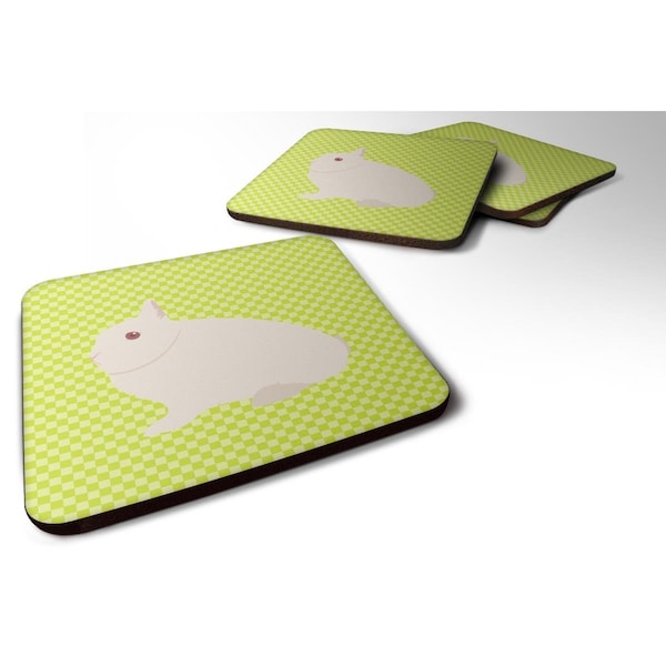 Carolines Treasures Hermelin Rabbit Green Foam Coaster, Set of 4 - BB7790FC
