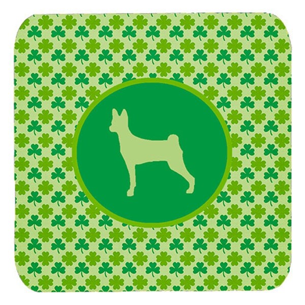 Carolines Treasures Basenji Lucky Shamrock Foam Coasters- Set of 4 - SDK1010-C-FC