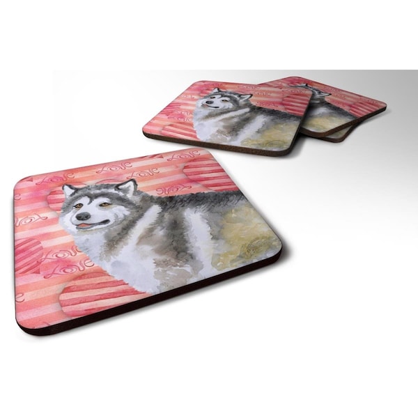 Carolines Treasures Alaskan Malamute Love Foam Coaster - Set of 4 - BB9725FC