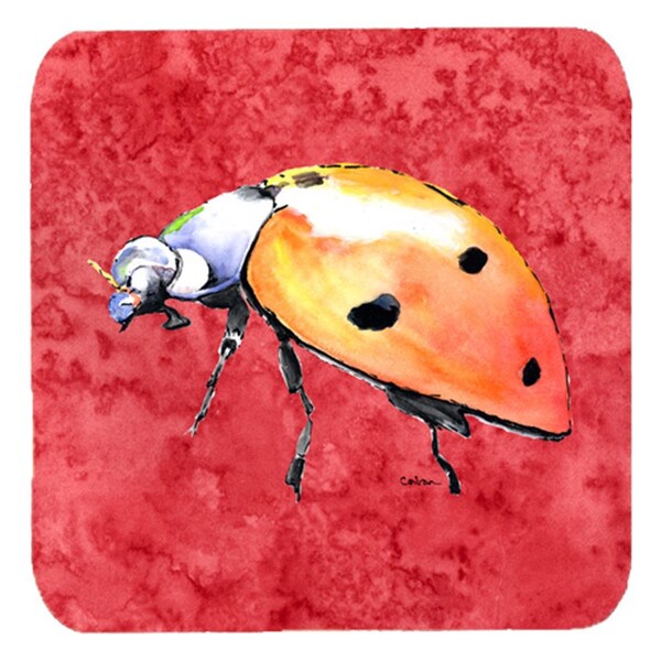 Carolines Treasures Lady Bug On Red Foam Coasters- Set of 4 - 8868FC