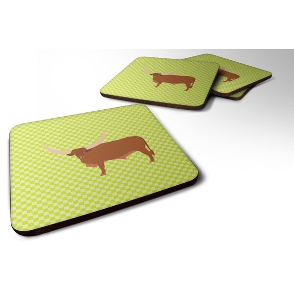 Carolines Treasures Ankole-Watusu Cow Green Foam Coaster, Set of 4 - BB7649FC