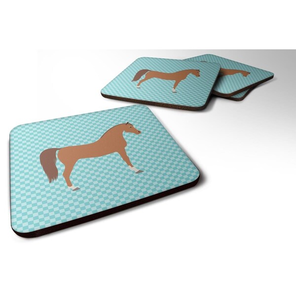 Carolines Treasures Arabian Horse Blue Check Foam Coaster, Set of 4 - BB8085FC